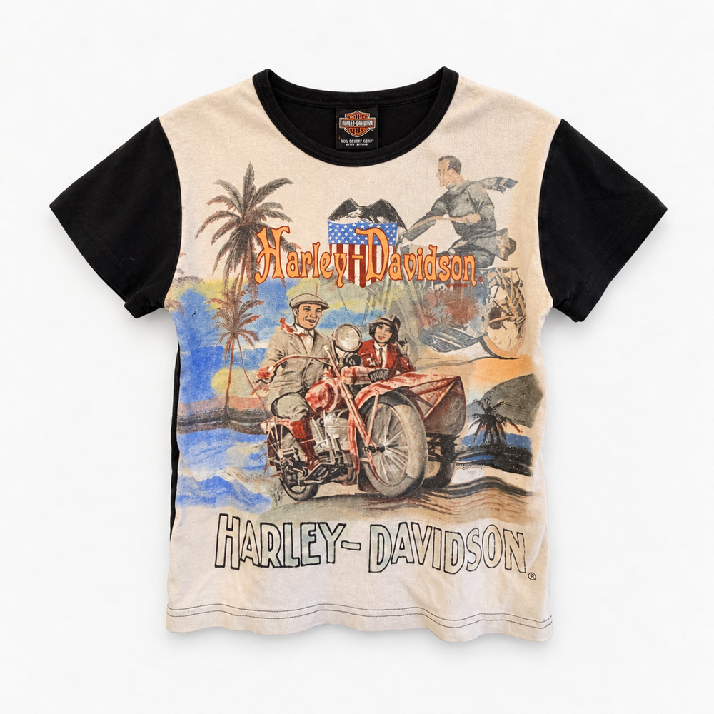 Harley-Davidson USA Ringer Tee Sidecar Motorcycle Bowling Green Kentucky L